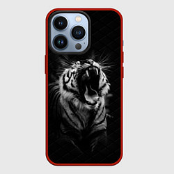 Чехол для iPhone 13 Pro Тигр рычит Tiger realistic, цвет: 3D-красный
