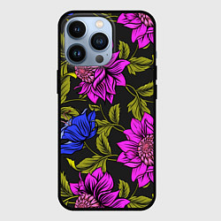 Чехол для iPhone 13 Pro Цветочный Паттерн, цвет: 3D-черный