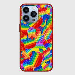 Чехол для iPhone 13 Pro Разные Pop It масляная краска, цвет: 3D-красный