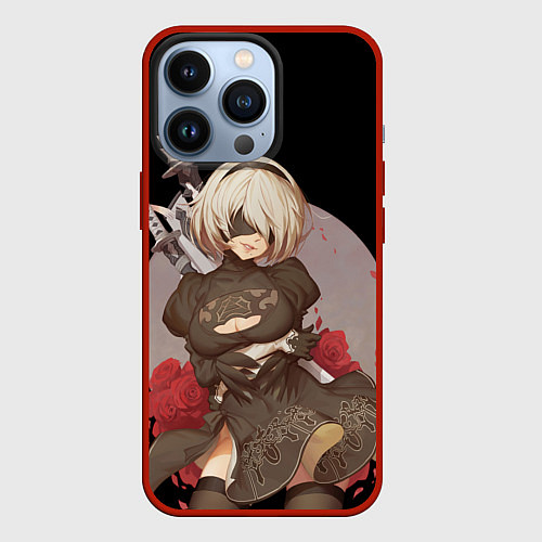 Чехол iPhone 13 Pro Nier: Automata 2B / 3D-Красный – фото 1