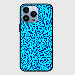 Чехол для iPhone 13 Pro Неоновые синие узоры, цвет: 3D-черный