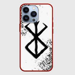 Чехол для iPhone 13 Pro БЕРСЕРК logo чб, цвет: 3D-красный