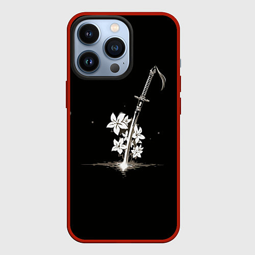 Чехол iPhone 13 Pro Nier - Sword and Flowers / 3D-Красный – фото 1