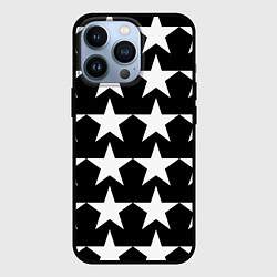 Чехол для iPhone 13 Pro Белые звёзды на чёрном фоне, цвет: 3D-черный