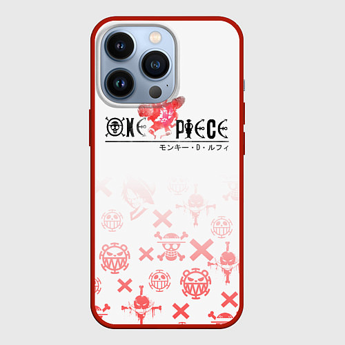 Чехол iPhone 13 Pro One Piece резиновый Луффи / 3D-Красный – фото 1