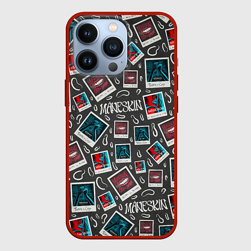 Чехол iPhone 13 Pro Maneskin Pattern / 3D-Красный – фото 1
