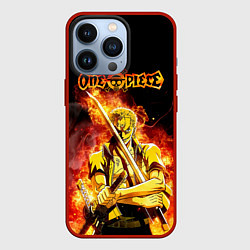 Чехол для iPhone 13 Pro Зоро в огне One Piece Большой куш, цвет: 3D-красный