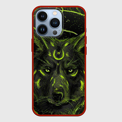 Чехол iPhone 13 Pro Эзотерический Волк / 3D-Красный – фото 1