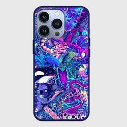 Чехол для iPhone 13 Pro Неоновые Звери, цвет: 3D-тёмно-синий