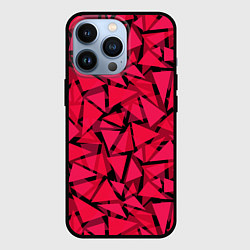 Чехол для iPhone 13 Pro Красно-черный полигональный, цвет: 3D-черный