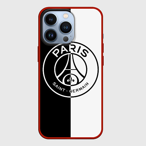 Чехол iPhone 13 Pro ФК ПСЖ PSG BLACK & WHITE / 3D-Красный – фото 1