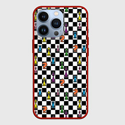 Чехол для iPhone 13 Pro Яркая шахматная доска, цвет: 3D-красный