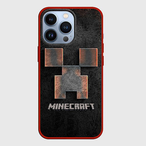 Чехол iPhone 13 Pro MINECRAFT TEXTURE IRON / 3D-Красный – фото 1