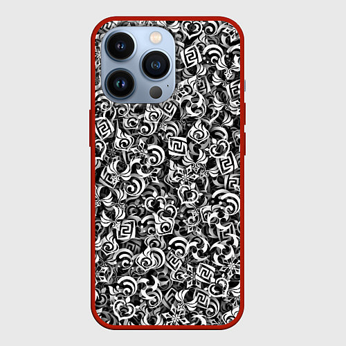 Чехол iPhone 13 Pro Genshin impact elements / 3D-Красный – фото 1