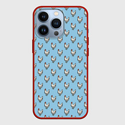Чехол для iPhone 13 Pro Белая курочка паттерн, цвет: 3D-красный