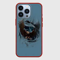 Чехол для iPhone 13 Pro ОРЕЛ СКВОЗЬ ТКАНЬ, цвет: 3D-красный