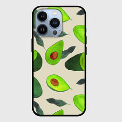Чехол для iPhone 13 Pro Авокадо - фруктовый паттерн, цвет: 3D-черный