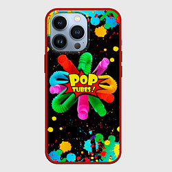 Чехол для iPhone 13 Pro Pop Tubes, поп трубка pop it, цвет: 3D-красный