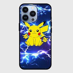 Чехол для iPhone 13 Pro ПИКАЧУ НА ФОНЕ МОЛНИЙ PIKACHU FLASH, цвет: 3D-черный