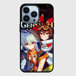 Чехол для iPhone 13 Pro Рэйзор и Эмбер, Genshin Impact, цвет: 3D-черный