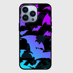 Чехол для iPhone 13 Pro ЛЕТУЧИЕ МЫШИ ХЕЛЛОУИН НЕОН HALLOWEEN NEON, цвет: 3D-черный