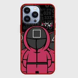 Чехол для iPhone 13 Pro SQUID GAME: ФИГУРКИ СТРАЖЕЙ, цвет: 3D-красный
