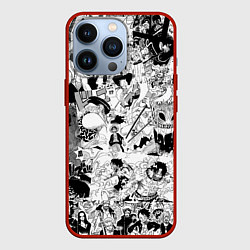 Чехол для iPhone 13 Pro One Piece Манга страницы, цвет: 3D-красный