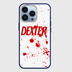 Чехол для iPhone 13 Pro Dexter logo Декстер брызги крови, цвет: 3D-тёмно-синий
