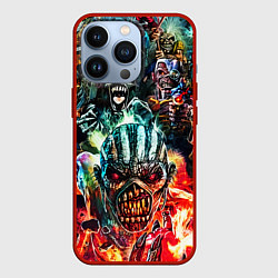Чехол для iPhone 13 Pro Iron Maiden allover, цвет: 3D-красный