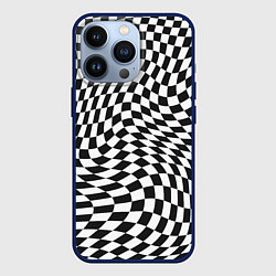 Чехол для iPhone 13 Pro Черно-белая клетка Black and white squares, цвет: 3D-тёмно-синий
