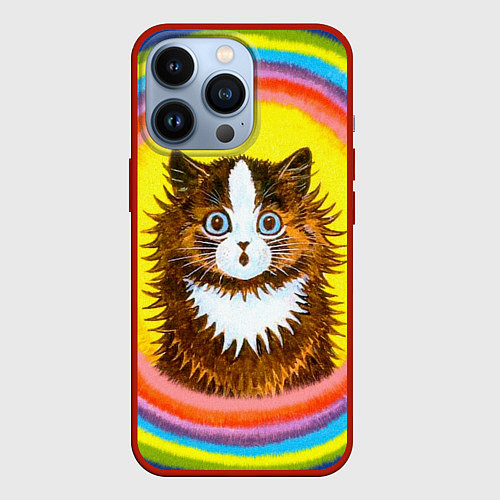 Чехол iPhone 13 Pro Радужный кот Луиса Уэйна / 3D-Красный – фото 1
