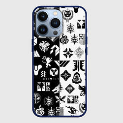 Чехол для iPhone 13 Pro DESTINY LOGOBOMBING ЧЁРНО БЕЛОЕ, цвет: 3D-тёмно-синий