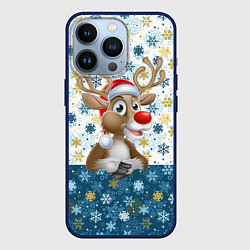 Чехол для iPhone 13 Pro Весёлый Оленёнок, цвет: 3D-тёмно-синий