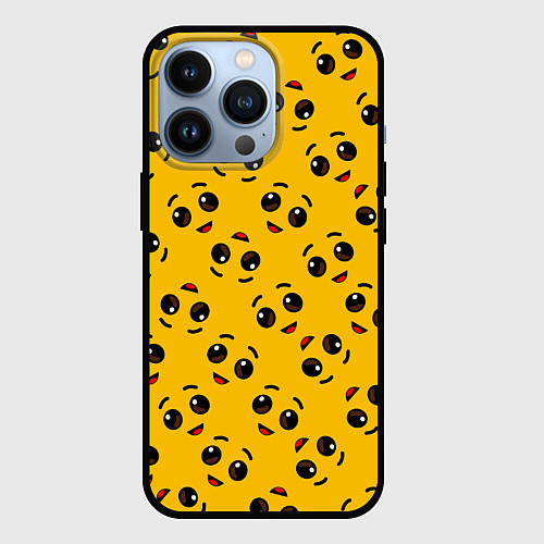 Чехол iPhone 13 Pro FORTNITE BANANA FACE PATTERN ФОРТНАЙТ ЛИЦО БАНАНА / 3D-Черный – фото 1