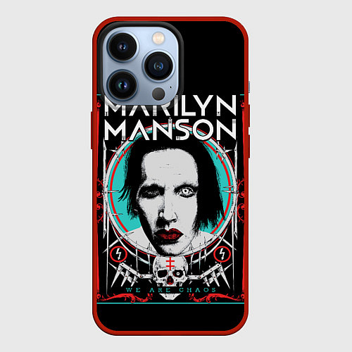 Чехол iPhone 13 Pro Marilyn Manson - We are chaos / 3D-Красный – фото 1