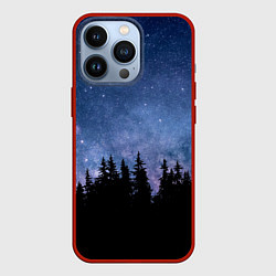 Чехол для iPhone 13 Pro НОЧНОЙ ЛЕС И ЗВЕЗДЫ, цвет: 3D-красный