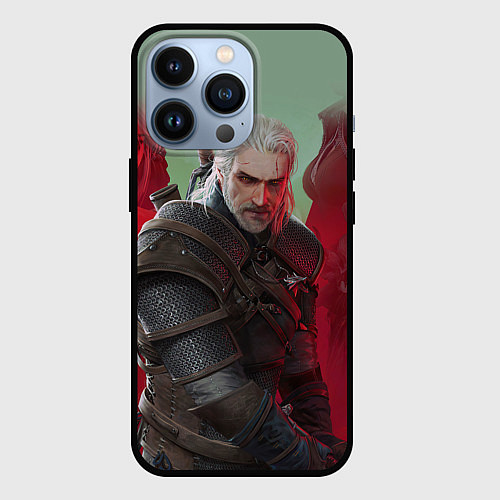 Чехол iPhone 13 Pro ВЕДЬМАК THE WITCHER ГЕРАЛЬТ С МЕЧОМ / 3D-Черный – фото 1