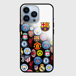 Чехол для iPhone 13 Pro FC BARCELONA LOGOBOMBING, цвет: 3D-черный