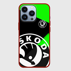 Чехол для iPhone 13 Pro SKODA GEOMETRY SPORT GREEN, цвет: 3D-красный
