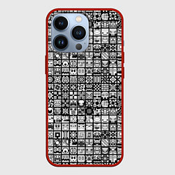 Чехол для iPhone 13 Pro Geometry Dash: BW Pattern, цвет: 3D-красный