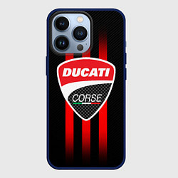 Чехол для iPhone 13 Pro DUCATI CARBON LOGO ITALY CONCERN, цвет: 3D-тёмно-синий