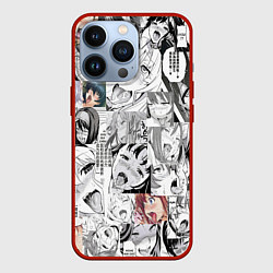 Чехол для iPhone 13 Pro AHEGAO фон из девочек, цвет: 3D-красный