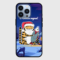 Чехол для iPhone 13 Pro Тигр с огромной рыбой, цвет: 3D-черный
