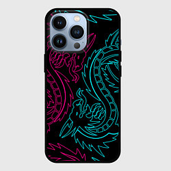 Чехол для iPhone 13 Pro НЕОНОВЫЕ ДРАКОНЫ NEON DRAGON, цвет: 3D-черный