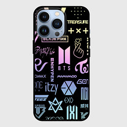 Чехол для iPhone 13 Pro K-pop лого исполнителей, цвет: 3D-черный