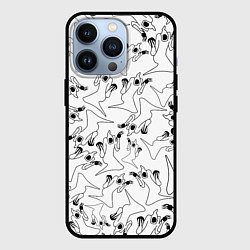 Чехол для iPhone 13 Pro KIZARU HAUNTED GHOST ПАТТЕРН ЧЁРНО БЕЛЫЙ, цвет: 3D-черный
