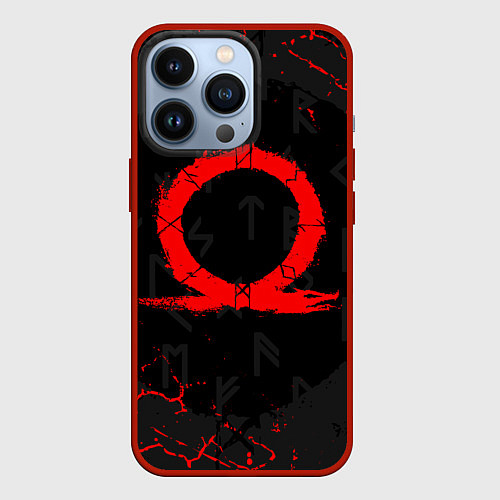 Чехол iPhone 13 Pro GOD OF WAR CRATOS LOGO / 3D-Красный – фото 1