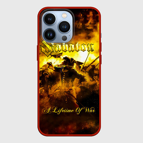 Чехол iPhone 13 Pro A Lifetime of War - Sabaton / 3D-Красный – фото 1