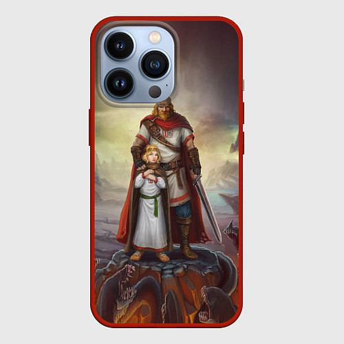 Чехол iPhone 13 Pro Славянский Воин Защитник / 3D-Красный – фото 1