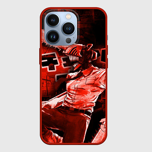 Чехол iPhone 13 Pro Chainsaw Man, Дэнджи / 3D-Красный – фото 1